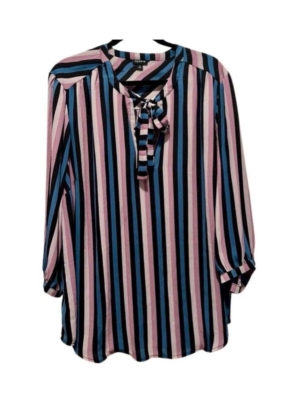 Torrid PEASANT BLOUSE - GEORGETTE PURPLE STRIPE Size 3 - Picture 4 of 5